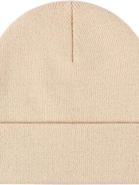 Unisex Beige Warm Thick Knitted Cuffed Beanie Winter Pull-on Classic Skull Cap